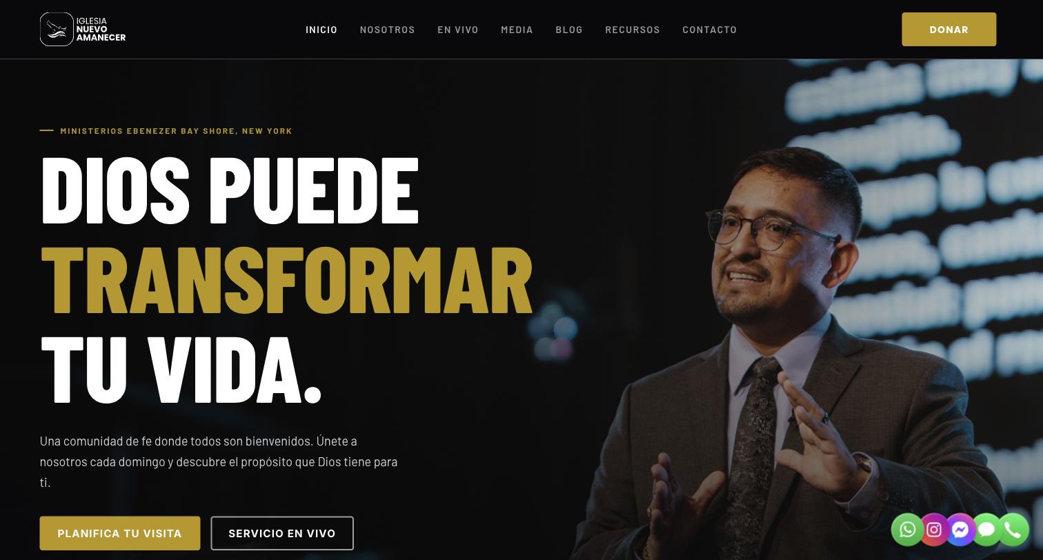 Nuevo Amanecer website on a laptop